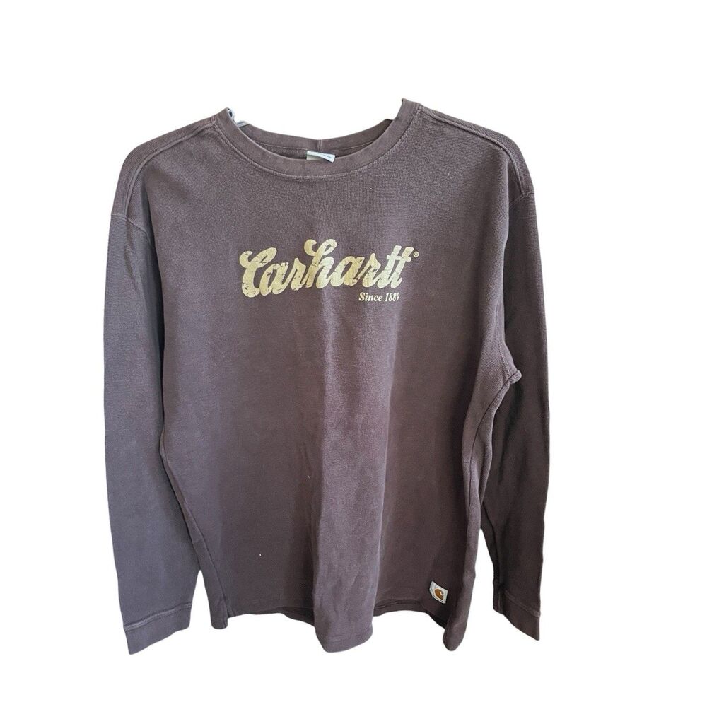 Carhartt Men's Thermal Waffle Shirt Knit Long Sleeve Brown Workwear Size XL